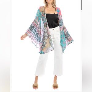 Anthropologie SAACHI Boho Kimono One Size Ruffle Bell Sleeve Whimsical Fairycore
